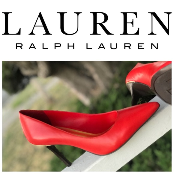 Ralph Lauren Shoes - Tomato Red leather Ralph Lauren Heels Size 7
